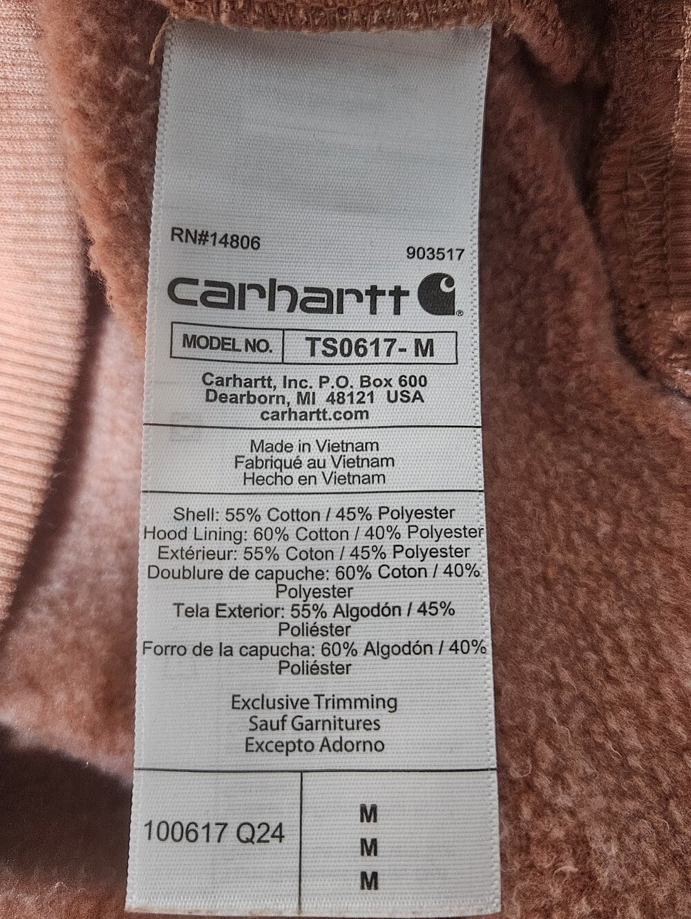 Carhartt Rain Defender Loose Fit Hooded Quarter Zip Sweatshirt Hoodie Medium M - Picture 5 of 7